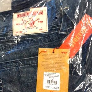 True Religion blue denim slim stretch Jeans, 38w.